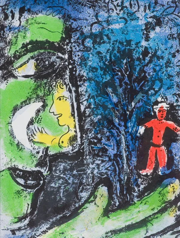 Marc Chagall, PROFIL I CZERWONE DZIECKO, ok. 1960