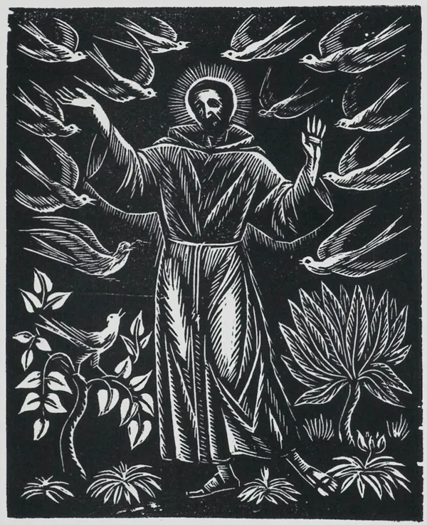 Władysław Skoczylas, KAZANIE ŚW. FRANCISZKA DO PTAKóW, 1923