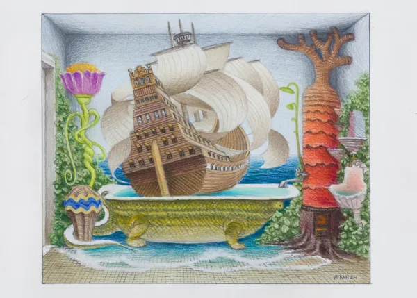 Jacek Yerka, KĄPIEL Z OKRĘCIKIEM, 2024