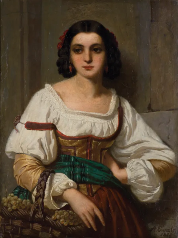 Arnold Ferdinand  Ewald, Włoszka z koszem winogron, 1862