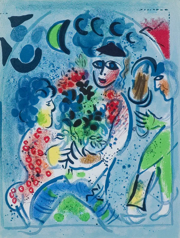 Marc Chagall, PARA Z BUKIETEM, 1969