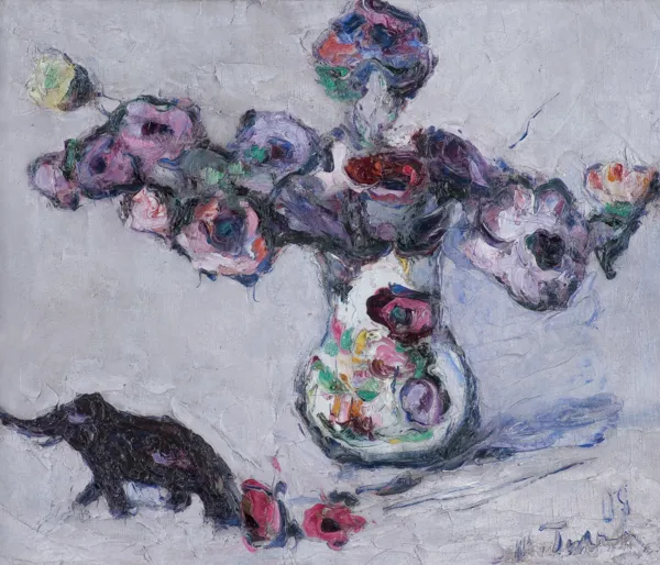 Włodzimierz Terlikowski, MARTWA NATURA Z KWIATAMI I FIGURKĄ SŁONIA, 1919