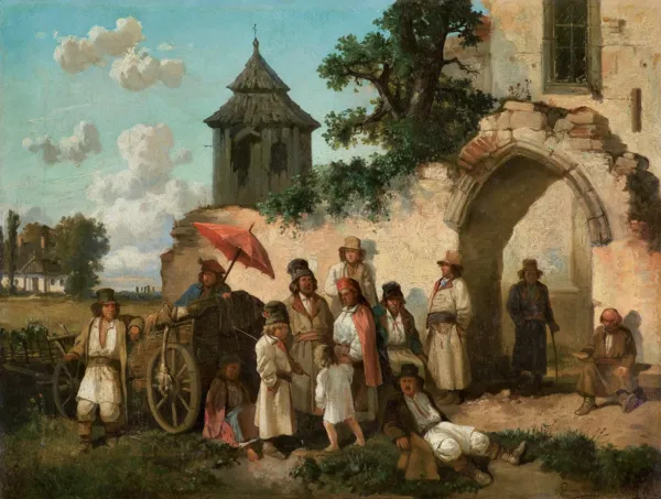 Józef Szermentowski, PRZED KOŚCIOŁEM, 1862