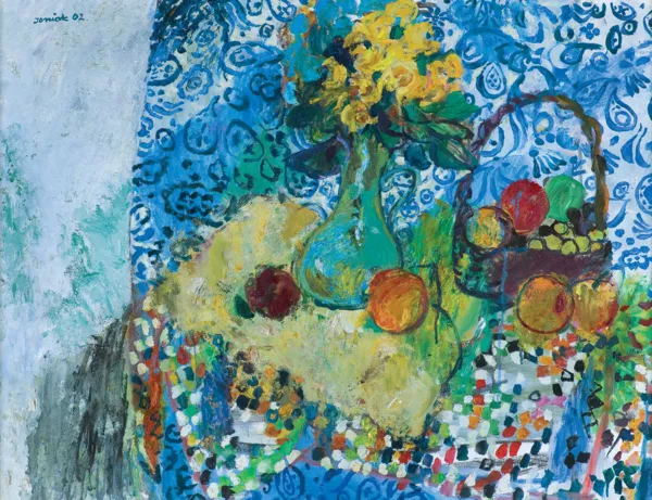 Juliusz Joniak, MARTWA NATURA Z DRAPERIĄ WZORZYSTĄ ‘02, 2002