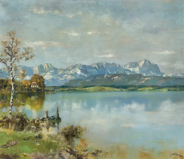 Josef Burger, PEJZAŻ GÓRSKI Z JEZIOREM