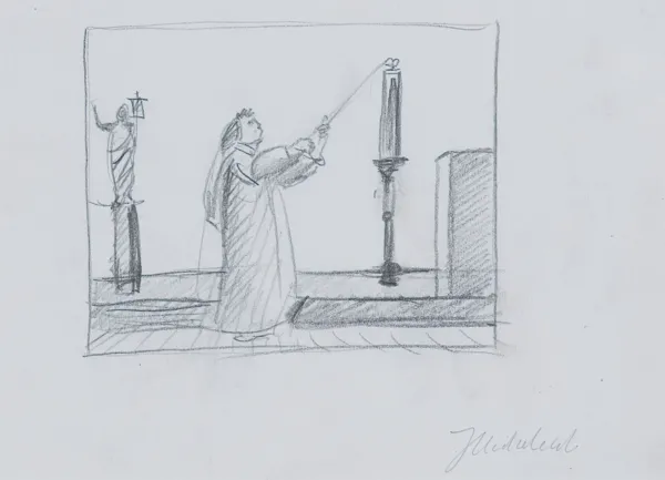 Jarosław Modzelewski, SZKIC DO OBRAZU „GASZENIE PASCHAŁU”, 2000