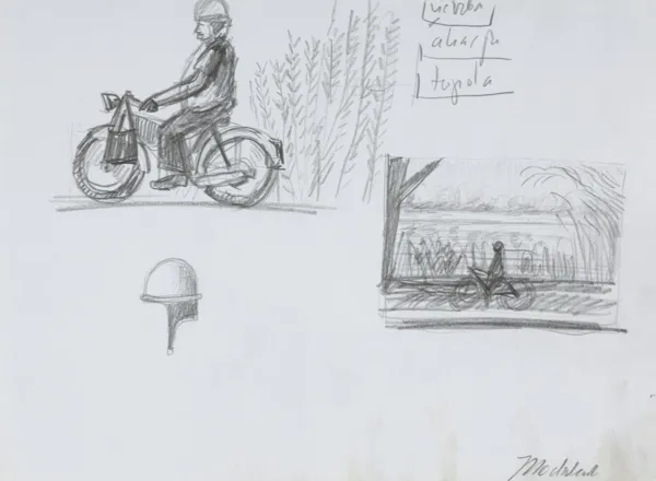 Jarosław Modzelewski, SZKIC DO OBRAZU „HYDRAULIK Z WĘDKAMI”, 2002