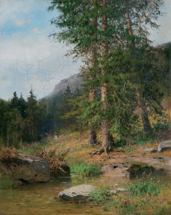 Wojciech Gerson, KRAJOBRAZ TATRZAŃSKI Z SOSNAMI, 1889