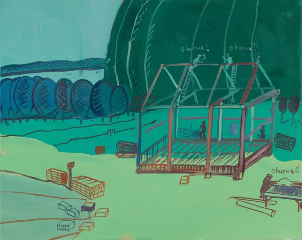 Edward Dwurnik, MĘĆMIERZ (BUDUJĄ DOM DLA SIKORY), 2006