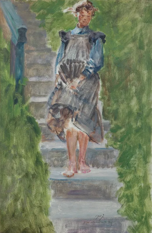 Jacek Malczewski, DZIEWCZYNA NA SCHODACH MODELKA W OGRODZIE, 1907