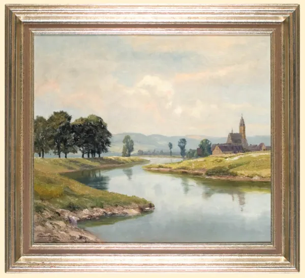 Clemens Freitag, WIDOK NA MIASTECZKO NAD RZEKĄ, przed 1939