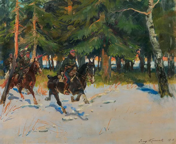 Jerzy Kossak, UŁANI NA PATROLU, 1920