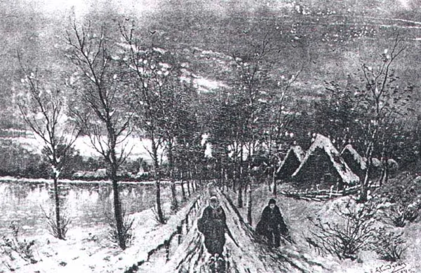 H. Stundyzen, Pejzaż zimowy z drogą wiejską