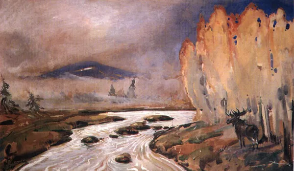 Julian Fałat, Pejzaż jesienny z łosiem