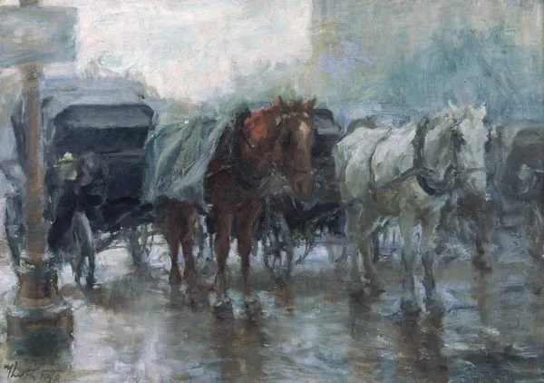 Marcin Kitz, Dorożki w deszczu, 1938