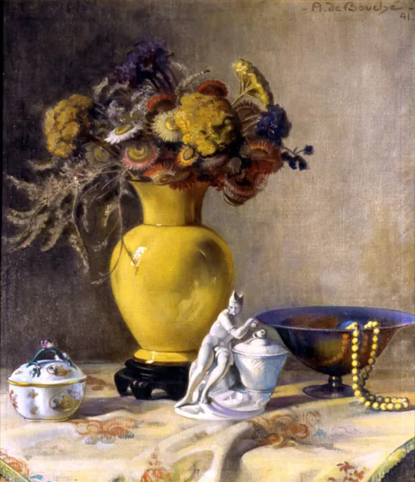 Arnulf de Bouché, Martwa natura z suchymi kwiatami w wazonie, 1941