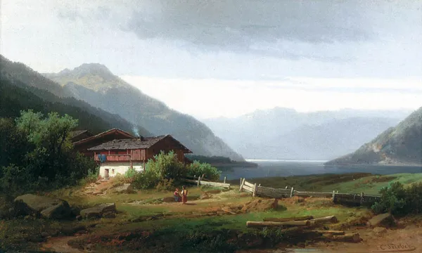 Carl Triebel, Widok na Achensee w Tyrolu, ok. 1870