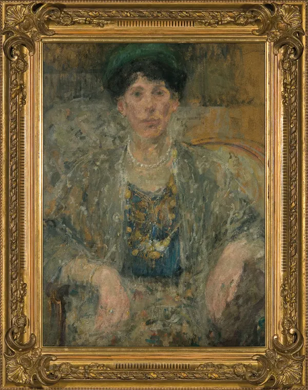 Olga Boznańska, PORTRET PANI Z SZALEM, 191[3?]