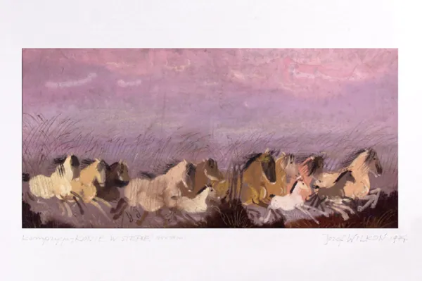 Józef Wilkoń, Konie w stepie, 1974