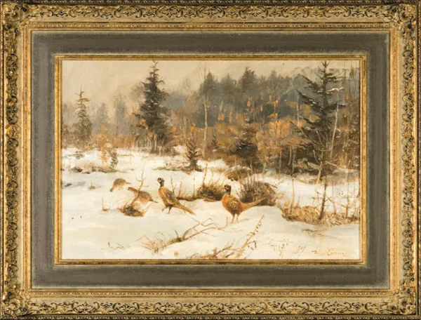 Willy Lorenz, Zimowy dzień. Bażanty na śniegu