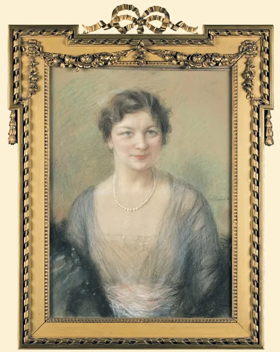 Teodor Axentowicz, PORTRET PANI Z NASZYJNIKIEM Z PEREŁ, 1926