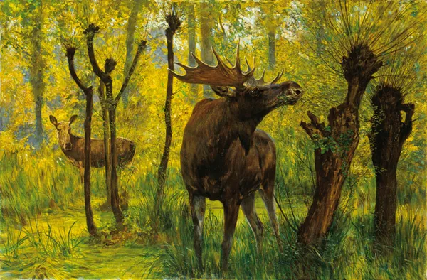 Karl Appel, Łosie na mokradlach, ok. 1930