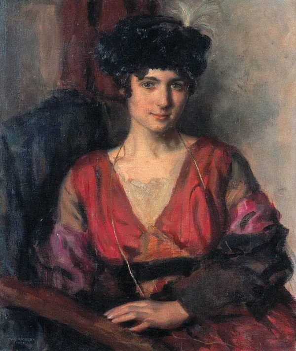 Max Rimboeck, Portret młodej damy w kapeluszu, 1921