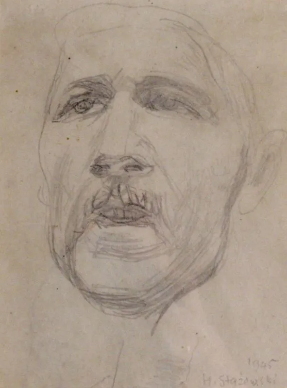 Henryk Stażewski, Portret mężczyzny z wąsami, 1945