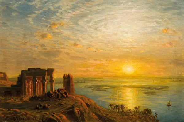 Ernst Carl  Koerner (Körner), RUINY ŚWIĄTYNI W KOM OMBO NAD NILEM, 1922