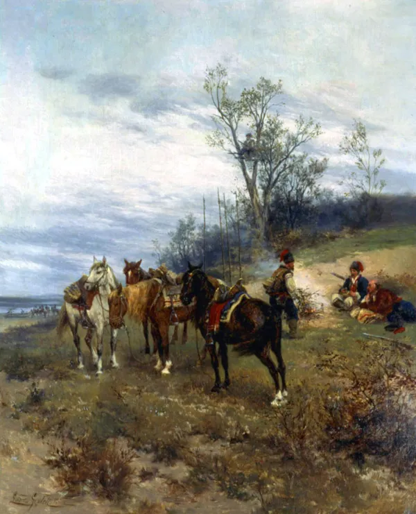 Ludwik Gędłek, Na popasie, ok. 1890