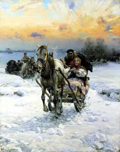 Alfred Wierusz-Kowalski, Jazda w kopnym śniegu