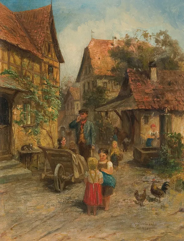 Robert Sliwiński, SCENA ULICZNA Z MAŁEGO MIASTECZKA, 1873