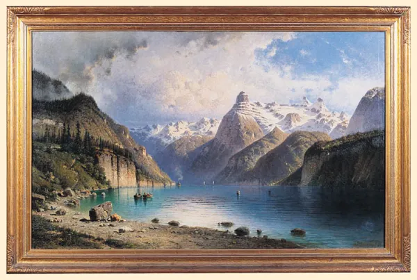 Aleksander Świeszewski, PEJZAŻ ALPEJSKI Z JEZIOREM, 1878