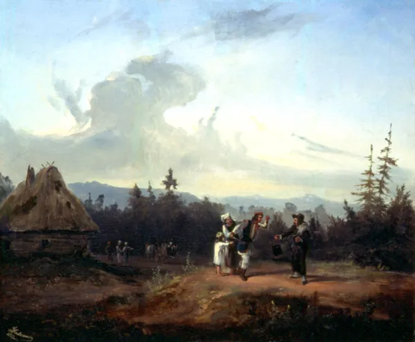 Franciszek Kostrzewski, Sprzeczka z żydowskim kupcem, 1853