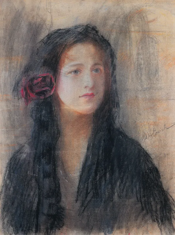 Teodor Axentowicz, Z różą we włosach