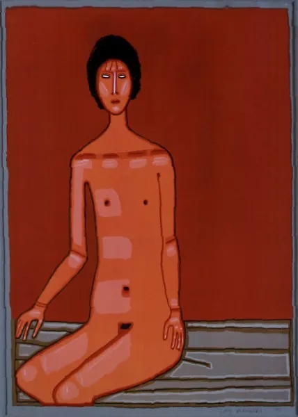 Jerzy Nowosielski, Akt siedzący w czerwieni, 1999