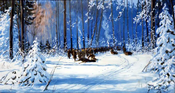 Julian Fałat, Po polowaniu, ok. 1910