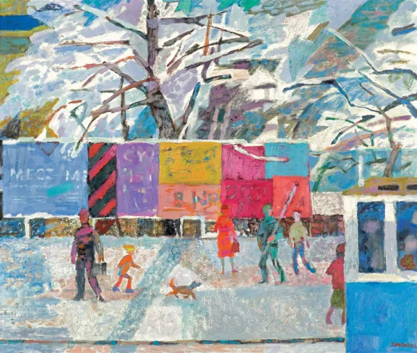 Jan Szancenbach, PEJZAŻ ZIMOWY Z PLAKATAMI, 1976