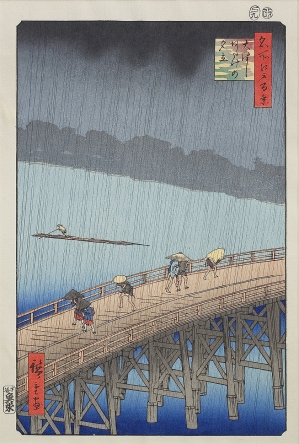 Utagawa Ando  Hiroshige , NAGŁA ULEWA NA MOŚCIE OHASHI..., 1857