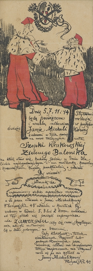 Karol Frycz, ZAPROSZENIE NA SZOPKĘ ZIELONEGO BALONIKA, 1911
