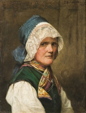 Emilia Dukszyńska - Dukszta, KOBIETA W CZEPKU - BAWARKA, 1882