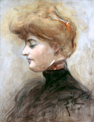 Franciszek Żmurko, GłOWA BLONDYNKI (PORTRET żONY ARTYSTY?), OK. 1895