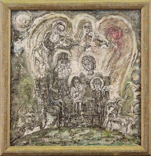 Zdzisław Lachur, ŻYDOWSKA RODZINA Z GRAJKIEM, ANIOłEM I KOZą, 1994