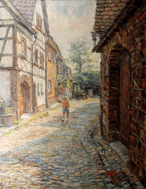 Jan Pawłowski , STARA ULICZKA W ELTVILLE NAD RENEM, 1985