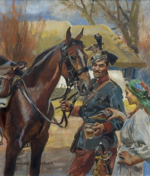 Wojciech Kossak, UŁAN I DZIEWCZYNA, 1912