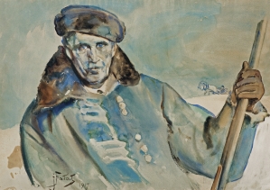 Julian Fałat, AUTOPORTRET W ZIMOWYM OKRYCIU, 1917