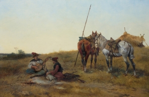 Tadeusz Rybkowski, ODPOCZYNEK KOZAKÓW NA STEPIE, 1886