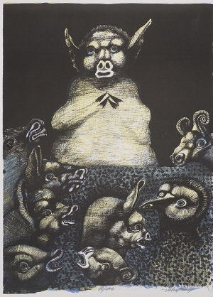 Jan Lebenstein, ILUSTRACJA DO FOLWARKU ZWIERZęCEGO ORWELLA, 1974