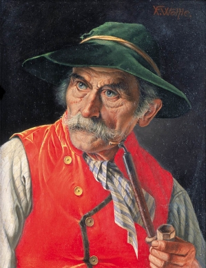 Franz Xavier Wölfle (Woelfle), MężCZYZNA Z FAJKą, OK. 1930
