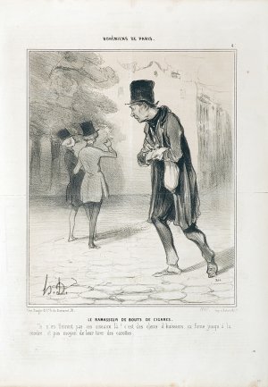 Honoré Daumier, ZBIERACZ NIEDOPAŁKÓW CYGAR, 1841